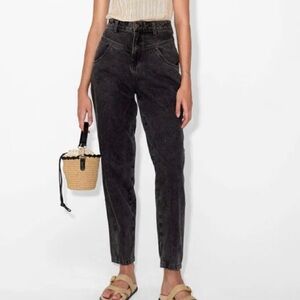 Magali-Pascal Women’s Black Double Button Zip & Deep Front Pocket Jeans; Size LG